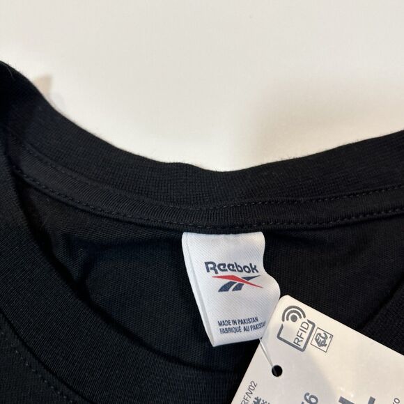 Reebok Spellout Logo Shirt Adult Extra Large XL Black Short Sleeve Basketball - Picture 7 of 12